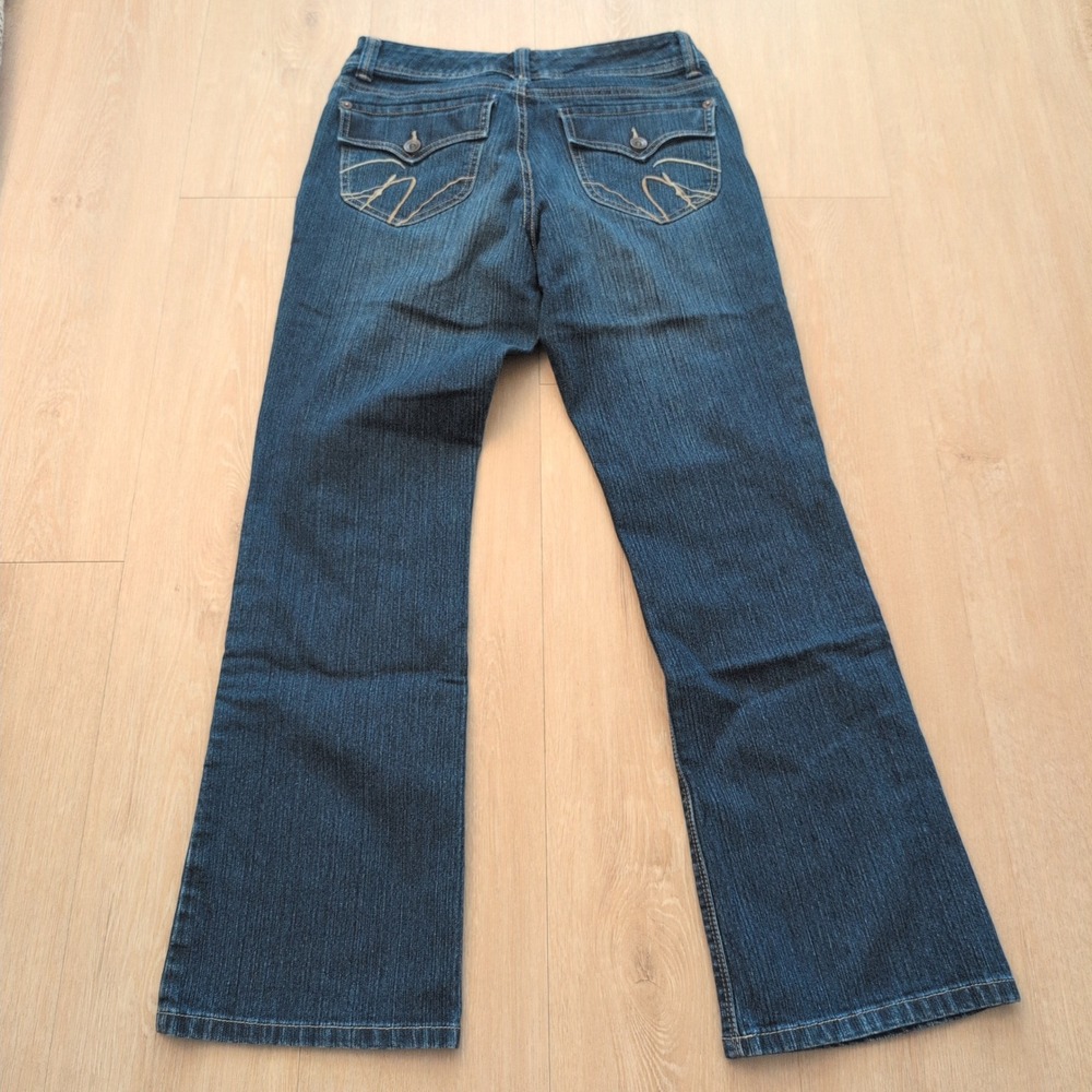 Gloria Vanderbilt Womens Dark Wash Bootcut Jeans Embroidered Flap Pockets Size 8
